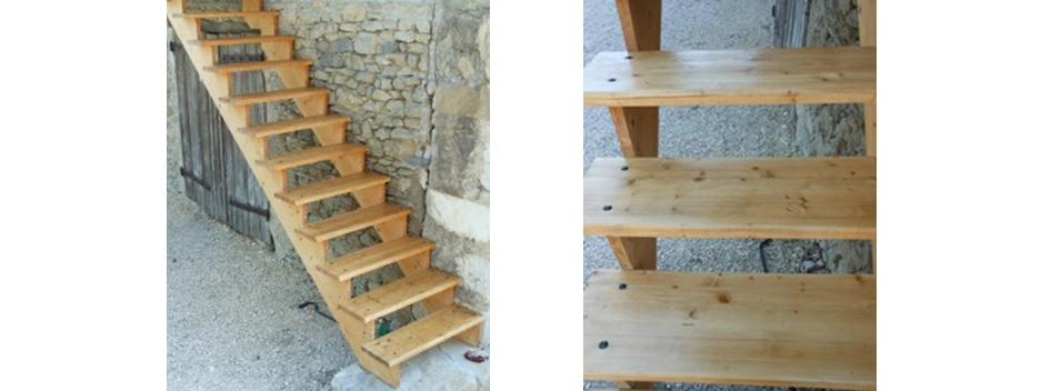 Escalier extérieur en sapin