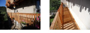 Balcon en douglas embelli par un saturateur