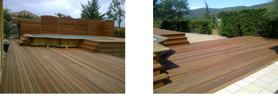 construction d'une terrasse en bois exotique