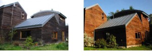 maison bois avec bardage red cedar dégrisé et saturé