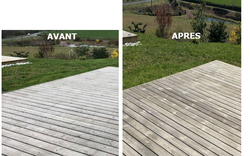 terrasse en douglas avant et après traitement avec le produit bois Corinet